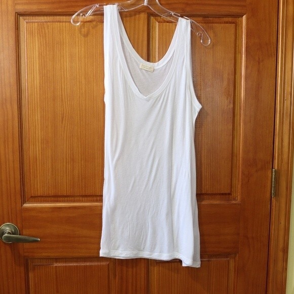 Heather Bordeaux White Tank Top 100% Modal Made in USA Basic Tank LG - Picture 2 of 9